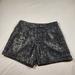 Anthropologie Shorts | Anthropologie Coquille High Rise Shorts Womens 4 Navy Silver Metallic Cuffed | Color: Blue/Silver | Size: 4