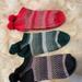 Free People Accessories | Free People No Show Ankle Socks 3 Red Green Purple Pom Poms | Color: Green/Red | Size: Os