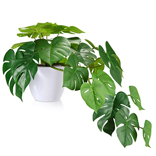 SOGUYI Fake Plants 50cm Artificial Plants Artificial Tropical Monstera Plant Highly Realistic Plastic Artificial Plants in Pots for Home Decor Indoor(1 Pack)