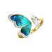 yuehao rings brystal buterfly ring buterfly ring diamond ring gift ring peacock shape peacock ring diamond ring big diamond ring e