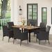 7-piece Patio Dining Set, 6 Sling Patio Rattan Dining Chairs and 1 Metal Dining Table