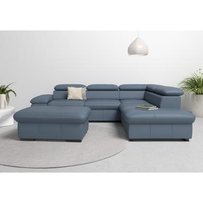 Ecksofa HOME AFFAIRE "Alberto L-Form", blau (graublau), B:272cm H:73cm T:226cm, Luxus-Microfaser Lederoptik (100% Polyester), Luxus-Microfaser weich (9)0% Polyester / 10% Polyamid, Luxus-Microfaser Vintageoptik (100% Polyester), Microfaser... Image