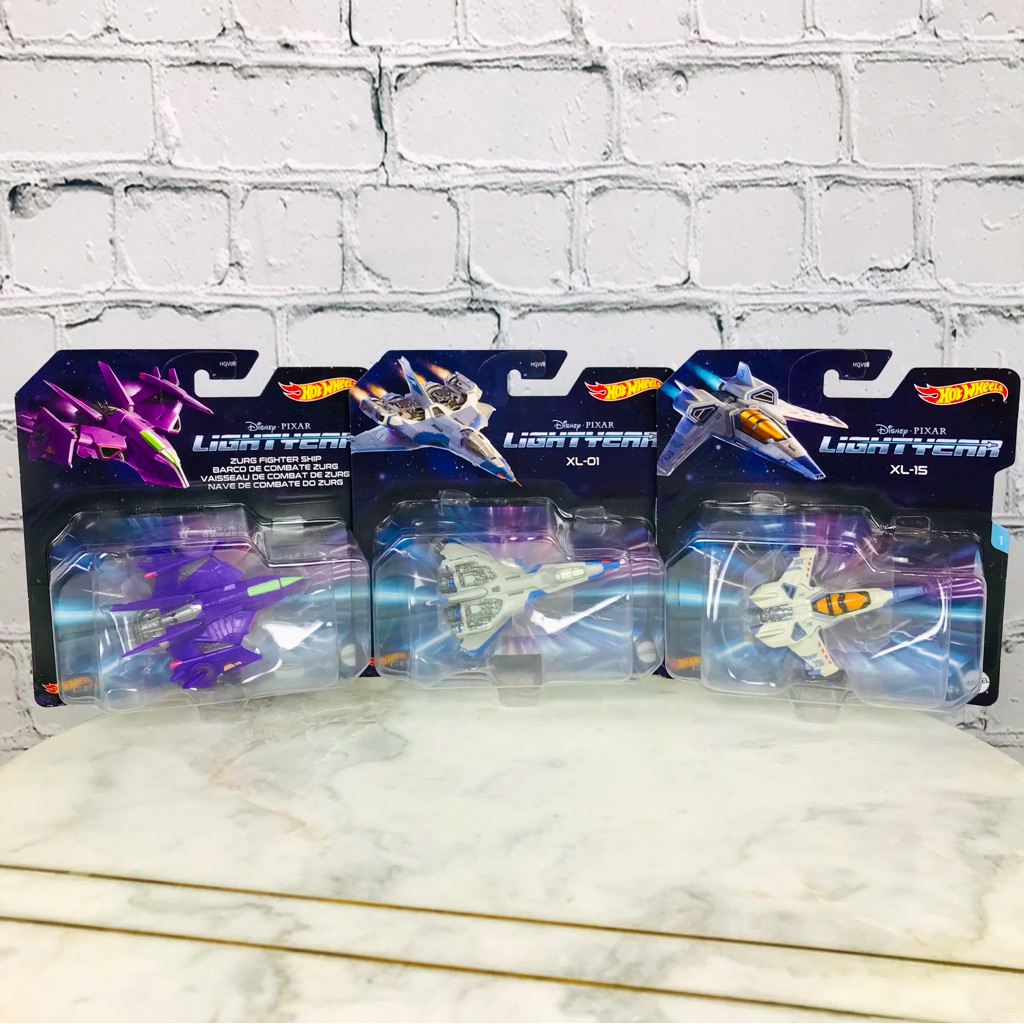 Disney Toys | Disney Pixar Lightyear 3 Pack Hot Wheels Fighter Ship Air Craft Toy Vehicle New | Color: Purple | Size: Osb