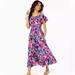 Lilly Pulitzer Dresses | Lilly Pulitzer Ellabell Midi Dress Cherry Ganache Bohemian Garden Medium Nwt | Color: Red | Size: M