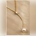 Anthropologie Jewelry | Anthropologie 14k Gold Y-Shape Pearl Necklace | Color: Gold/White | Size: 17”