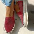 WQJNWEQ Clearance Women s Single Shoes Rhinestones Thick-Soled Flat Shoes Casual Students Shoes Red