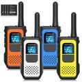 NXGKET Walkie Talkies for Adults Kids 4 Pack Rechargeable Long Range Walkie Talkie 2 Way Radios 22 Channels FRS VOX with 1200mAh Li-Ion Battery USB-C Cable