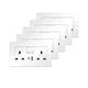5 Pack CNBINGO Double Switched Power Socket with Dual USB Charging Ports (Type A and C), White 13 Amp Electric Wall Socket