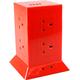 WK Electrical - Vertical Power Tower 8 Gang Extension Electric USB charging Socket with Surge Protection & 1.5M Powercord - 4800mA (Red)