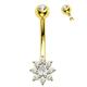 Melighting 14G Internally Threaded Belly Piercing Bars 14K Yellow Gold Teardrop Navel Bar Shinny CZ Navel Piercing Jewellery 10mm Belly Button Rings for Women