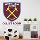 Beautiful Game West Ham United Football Club Official Personalised Name & Crest Wall Sticker + West Ham United Decal Set Mural (120cm)