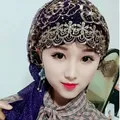Écharpe turban d'été brodée florale pour femmes hijab musulman en maille écharpe de sauna