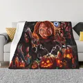 Jeu d'enfant Chucky Horror Movie Blankets Smile Plush Decoration Bedroom Bedding Couch Médiateur