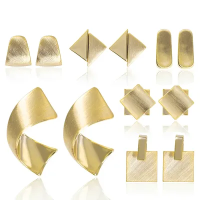 WYBU-Boucles d'oreilles géométriques en métal doré pour femmes boucles d'oreilles pendantes carré