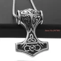 Collier pendentif marteau Thor en acier inoxydable pour hommes couleur argent or noir Style