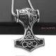 Collier pendentif marteau Thor en acier inoxydable pour hommes couleur argent or noir Style