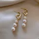 Boucles d'oreilles perle d'eau douce baroques naturelles pour femmes or 14 carats rempli glands