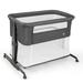 Costway 3-in-1 Foldable Baby Bedside Sleeper with Mattress and 5 Adjustable Heights-Dark Gray