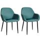 Lot de 2 fauteuils de table design velours vert