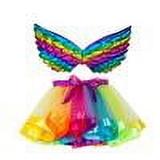 Girl Jean Jacket Kids Girls Ballet Skirts Party Rainbow Tulle Dance Skirt With Wing Outfits Girl Poodle Skirt