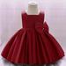 cllios Toddler Girls Satin Embroidery Rhinestone Bowknot Birthday Party Gown Long Dresses
