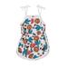 Multitrust Toddler Baby Girls Summer Romper Sleeveless Spaghetti Strap Cartoon Print Strap Bodysuit Jumpsuit