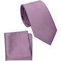 ZENXUS Normale Krawatte und Einstecktuch für Herren, einfarbiges Krawatten-Set, 8,1 cm Standardbreite, 44 Opera Mauve, Regulär