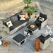 Ovios 5 Pieces Outdoor Furniture All Weather Wicker Patio Conversation Sectional Sofa Set with Storage Box for Garden Backyard