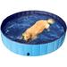 Foldable Dog Pet Bath Swimming Pool Hard Plastic Collapsible Dog Pet Pool Bathing Tub Pool for Dogs & Cats w/Pet Brush&Repair Patches Blue