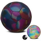 Protoiya Reflective Football Holographic Luminous Soccer Ball for Night Games and Training Glow in The Dark by Light Reflect Standard Flashing Soccer Ball Size 5 for Kids Adults Outdoor Sports