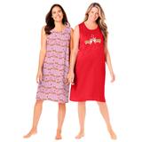 Plus Size Women's 2-Pack Sleeveless Sleepshirt by Dreams & Co. in Hot Red Corgi (Size 26/28) Nightgown