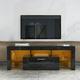 Black morden TV Stand with LED Lights high glossy front TV Cabinet can be assembled in Lounge Room Living Room or Bedroom color:BLACK