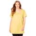 Plus Size Women's Perfect Short-Sleeve Scoop-Neck Henley Tunic by Woman Within in Banana (Size 18/20)