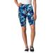 Plus Size Women's Stretch Cotton Bike Short by Woman Within in Black Watercolor Flowers (Size L)