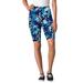 Plus Size Women's Stretch Cotton Bike Short by Woman Within in Black Watercolor Flowers (Size 4X)