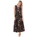 Plus Size Women's Sleeveless Crinkle A-Line Dress by Woman Within in Black Patch Floral (Size L)
