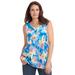 Plus Size Women's Perfect Printed Scoopneck Tank by Woman Within in Bright Cobalt Multi Pretty Tropicana (Size 42/44) Top