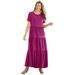 Plus Size Women's Short-Sleeve Tiered Dress by Woman Within in Raspberry (Size 38/40)