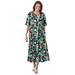 Plus Size Women's Button-Front Essential Dress by Woman Within in Black Multi Garden (Size 3X)