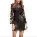 Free People Dresses | Free People | North Star Sequin Lace Bell Sleeve Black Mini Dress | Color: Black/Silver | Size: 2