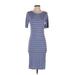 Lularoe Casual Dress - Bodycon Scoop Neck Short sleeves: Blue Color Block Dresses - Women's Size X-Small