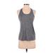 Reebok Active Tank Top: Gray Color Block Activewear - Women's Size Small