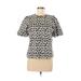 Ann Taylor LOFT Short Sleeve T-Shirt: Brown Animal Print Tops - Women's Size Medium - Print Wash