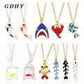 GDHY – collier avec pendentif poisson requin baleine poisson rouge carpe chaîne longue pour