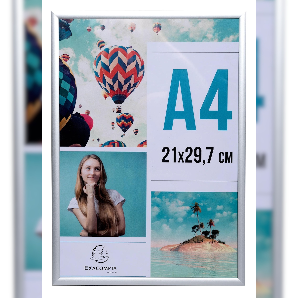 Exacompta 84758D 12x Fotorahmen A4, Aluminium, Exacryl, - Kristall Image