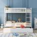 Twin Bunk Bed with Trundle, Bunk Bed Converts Into Two Individual Beds