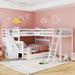 Twin over Full L-Shaped Bunk Bed With Drawers and Storage Staircases