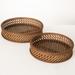 4"H Sullivans Natural Round Bamboo Tray Set of 2, Natural - 18.25"L x 18.25"W x 4"H, 15.5"L x 15.5"W x 3.5"H