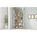 Oak Industrial L-Shaped Corner 7-Tier Bookcase Home Office Bookshelf