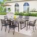 Patio Dining Set Metal Outdoor U-Shaped Leg Table and Chairs Furniture Set 7-Piece